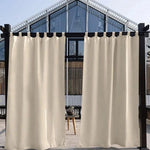 Rideaux beige pour extérieur offrant élégance et intimité, parfaits pour décorer et protéger les espaces extérieurs. Idéal pour terrasses et jardins, apportant une touche de sophistication moderne à tout environnement. Accessoire indispensable pour créer une atmosphère accueillante et confortable.