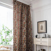 rideaux bohèmes motifs tribaux couleurs multicolores pompons bordures semi translucides