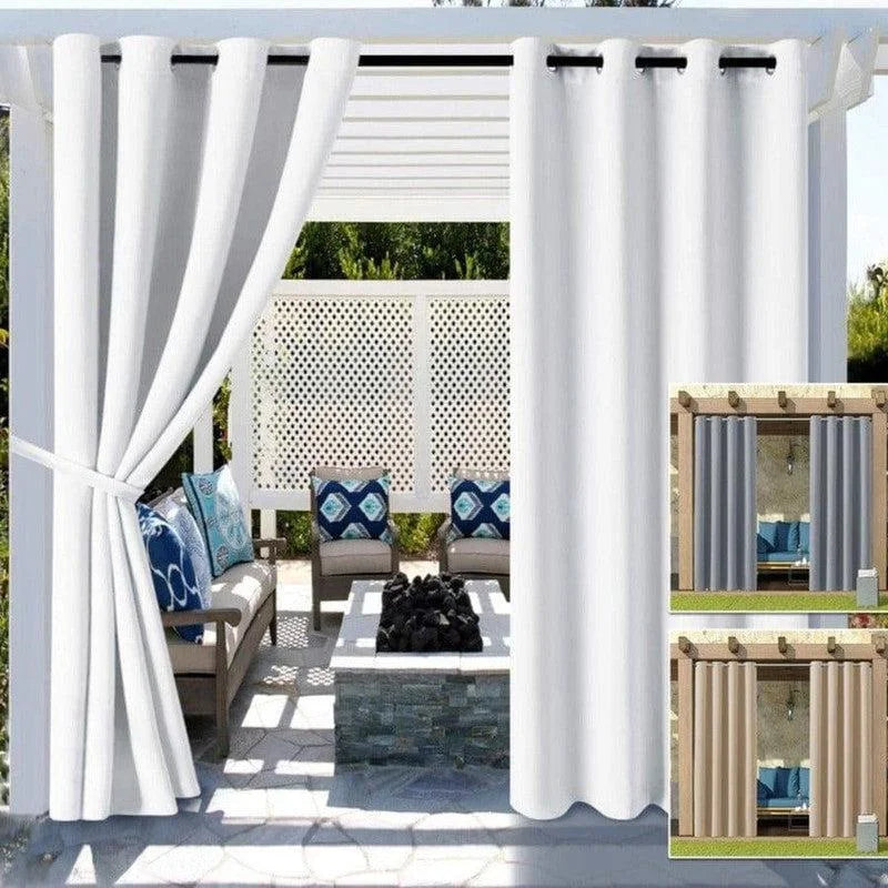 Rideaux d'extérieur pour pergola, idéals pour créer un espace ombragé et élégant dans votre jardin. Ces rideaux sont disponibles en plusieurs couleurs pour s'adapter à votre décoration. Parfaits pour une utilisation sur la terrasse ou le patio, ils ajoutent une touche de sophistication à tout espace extérieur.