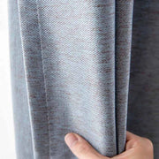 rideaux salon bleu gris blanc tissu texturé moderne opaques voilage transparent élégants øllets métalliques