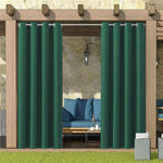 Rideaux extérieurs verts élégants pour pergola, parfaits pour créer un espace détente ombragé et intime dans votre jardin, ajoutant une touche de modernité et de confort à votre terrasse.