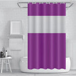 Rideau de douche moderne violet et gris avec motif géométrique, idéal pour ajouter une touche élégante à votre salle de bain. Conception chic, parfaite pour une décoration intérieure sophistiquée.