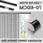 Barre de rideau extensible pour salle de bain, installation facile et sans perçage. Disponible en plusieurs tailles pour s'adapter parfaitement à votre espace. Idéale pour une fixation solide et sécurisée, offrant une solution pratique et rapide pour suspendre vos rideaux de douche.
