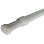 Tringle extensible réglable pour rideaux, de couleur blanche, idéale pour optimiser l'espace dans la salle de bain ou les fenêtres. Installation facile sans perçage, assurant une fixation sécurisée et adaptable à diverses tailles d'ouverture. Accessoire pratique pour une décoration intérieure fonctionnelle et esthétique.