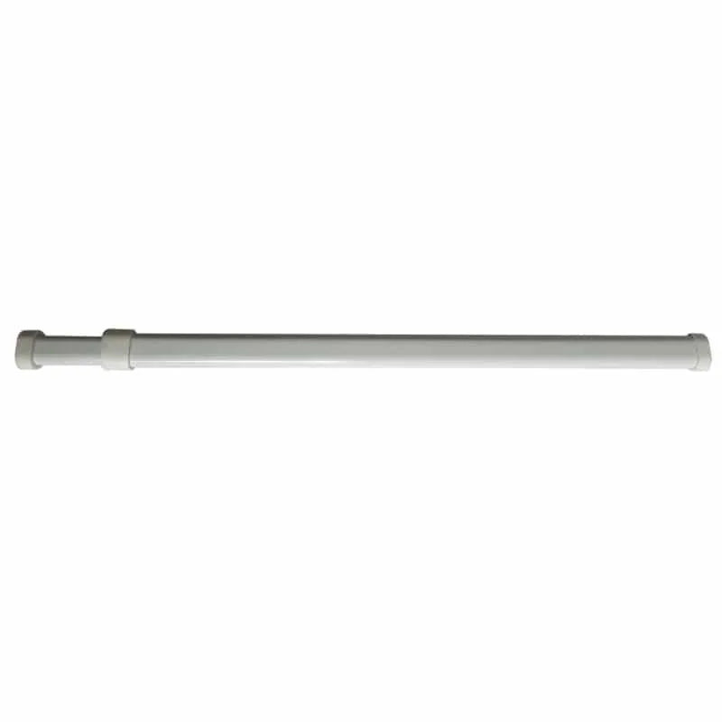 Barre de support extensible pour rideaux ou penderies, réglable pour s'adapter à différentes largeurs, parfaite pour une installation sans perçage dans salle de bain ou chambre. Solution pratique et polyvalente pour optimiser l'espace intérieur.