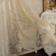 rideau voilage beige floral transparent classique tasseaux inclusion