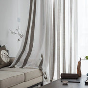 rideau rayures verticales beige gris blanc moderne translucide minimaliste chambre salon