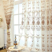 rideau blanc motif floral élégant translucide classique fenêtre grande dimension