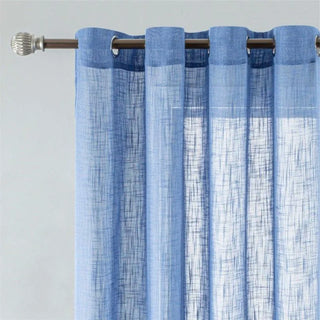 rideau bleu moderne translucide motif rectangulaire passe tringle plis flamands galon fronceur kaki clair