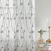 voilage brodé motifs floraux blanc gris violet rose léger transparent élégant