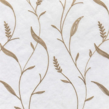 Tissu décoratif pour la maison avec motif brodé de feuilles et tiges, idéal pour confection de rideaux ou de coussins élégants. Design raffiné, apporte une touche naturelle et sophistiquée à votre décoration intérieure. Parfait pour créer une atmosphère chaleureuse et accueillante dans votre espace de vie.