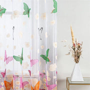 rideau fenetre motif papillons fleurs transparents decoratifs couleurs vives floral echangement facile metalls