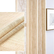 rideau court crème texture lin translucide moderne tringle noire chambre décoration intérieure