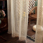 rideau voilage crème dentelle floral bohème rustique vintage translucent chambre décoration