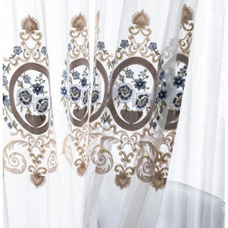 rideau voilage blanc motif floral transparent classique decoration interieur