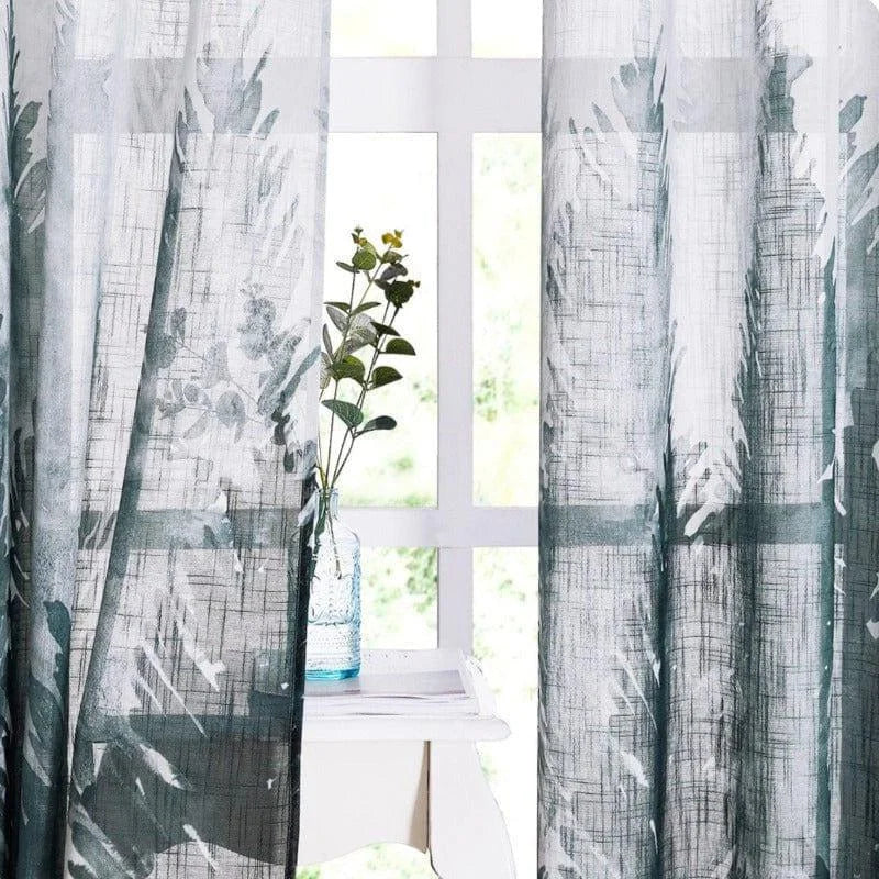 Rideaux élégants pour salon avec motif nature, apportant luminosité et charme à votre intérieur. Idéal pour créer une ambiance apaisante et moderne. Parfait pour habiller les fenêtres et ajouter une touche décorative à votre maison.