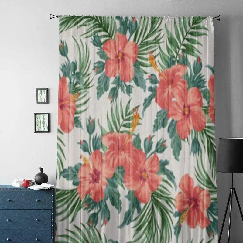 Rideau à motif floral exotique, idéal pour apporter une touche de fraîcheur et de couleur à votre intérieur. Avec ses grandes fleurs tropicales rouges et ses feuilles vertes luxuriantes, ce rideau crée une ambiance estivale et tropicale dans la pièce. Parfait pour le salon, la chambre ou toute autre pièce nécessitant une décoration vivante et dynamique. Ajoutez de l'élégance et de la modernité à votre décoration d'intérieur avec ce rideau au design vibrant.