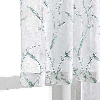 rideau voilage feuillage blanc vert motifs végétaux translucide moderne champêtre