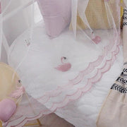 rideau transparent cygnes brodés blanc rose dentelle chambre enfant décorative