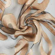 rideau floral transparent gris doré relief élégant métalliques