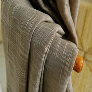 rideau tissu ameublement beige gris carreaux subtil semi transparent sobre minimaliste