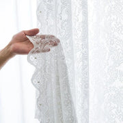 rideau voilage blanc dentelle floral romantique bohème translucide grande largeur