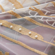 voilage gris doré transparent plis flamands élégant stripes décoratif