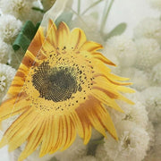 rideau fenêtre tissu léger tournesols jaune blanc translucide champêtre floral okolets métalliques