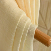 rideau crème imitation lin semi transparent bohème simple tringle cordelette pompon