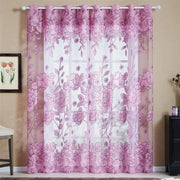 rideau floral rose orange beige blanc translucide décoratif