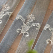 voilage transparent brodé rideau gris crème semi opaque décoration élégante tringle rideaux fixations drapés