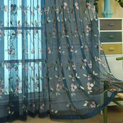 rideau floral bleu transluce décoration romantique fenêtre arquée meubles decorationbranches fleurs