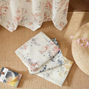 voilage floral motifs végétaux semi transparent blanc cassé jaune bleu rose bohème chambre tringle