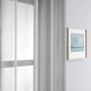 rideau gris translucide moderne attache texture tissu minimaliste chambre décoration bois art maritime