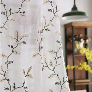voilage transparent motif floral chambres salons cuisine beige marron blanc