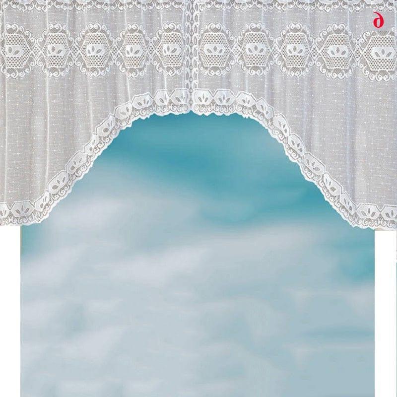 Rideau décoratif à motif géométrique avec bordure travaillée, idéal pour apporter une touche d'élégance à votre intérieur. Accessoire parfait pour habiller vos fenêtres tout en laissant passer la lumière naturelle, créant ainsi une atmosphère douce et accueillante.