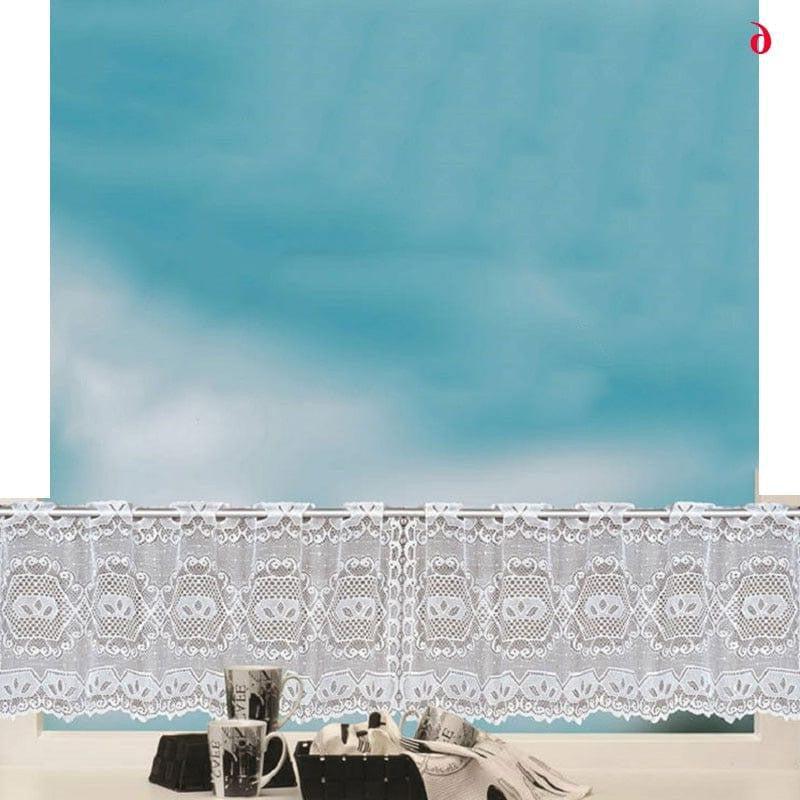 Rideau décoratif blanc pour fenêtre, motif élégant, idéal pour apporter une touche de charme à votre intérieur. Parfait pour les cuisines et salles à manger, offrant à la fois intimité et style. Accessoire indispensable pour une ambiance chaleureuse et accueillante.