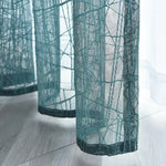Voilage moderne bleu vert à motifs géométriques pour décoration intérieure, idéal pour apporter une touche élégante à votre salon ou chambre, laissant passer la lumière tout en préservant l'intimité. Peut-être utilisé en combinaison avec d'autres rideaux pour un style personnalisé.