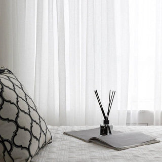 rideau blanc plissé translucide moderne minimaliste chambre salon deco geometrique floral