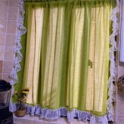 rideaux vert dentelle blanc tissu texturé translucides champêtre cuisine