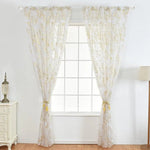 Voilage élégant à motif floral doré pour salon moderne, idéal pour apporter luminosité et style à votre intérieur. Parfait pour une ambiance chaleureuse et raffinée, s'adapte à toutes les décorations.