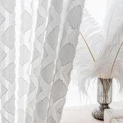 rideaux blancs motifs géométriques translucides élégants contemporains tringle rideaux chambre decoration