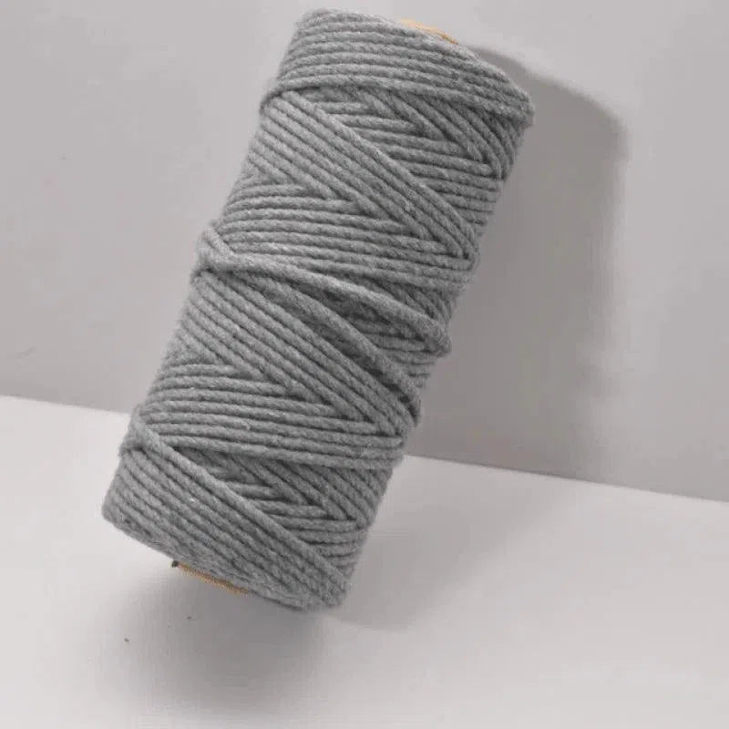 Bobine de corde grise épaisse idéale pour le bricolage, la décoration intérieure et la création d’objets artisanaux personnalisés. Parfaite pour le macramé, cette corde offre une excellente durabilité et une allure moderne. Accessoire essentiel pour les amateurs de DIY.
