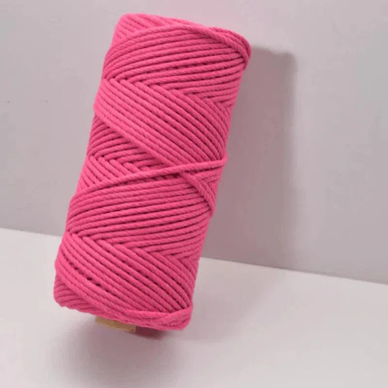 Bobine de fil rose vif pour macramé, idéale pour les projets créatifs et artisanaux. Parfaite pour ajouter une touche de couleur et de modernité à vos créations. Transformez vos idées en pièces uniques grâce à ce fil résistant et coloré.