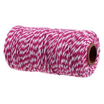 Bobine de ficelle bicolore rose et blanche pour emballage cadeau, loisirs créatifs et décoration, idéale pour les projets DIY et les ateliers créatifs.