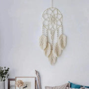 attrape rêves bohème crème tressé macramé franges doré ethnique suspension chambre lit