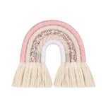 Décoration murale arc-en-ciel pastel pour chambre d'enfant, design chaleureux avec motifs floraux, parfait pour créer une ambiance douce et apaisante dans une chambre ou un espace de jeu. Accessoire tendance pour une décoration intérieure moderne et colorée.