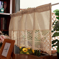 Petit rideau beige en polyester style vintage