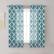 rideau turquoise blanc motif losange moderne translucide setSize 100x130CM setSize 100x145CM