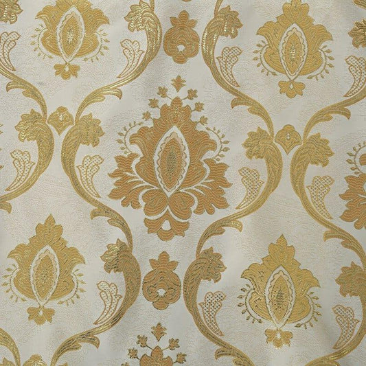 Rideau blanc à motifs dorés